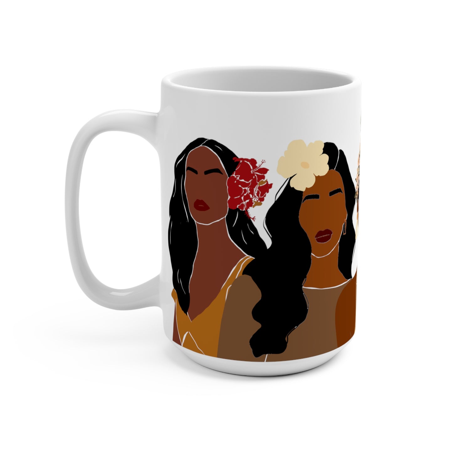 Melanin Flower Girls African American Mug 15oz