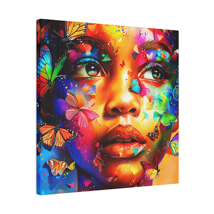 Butterfly Girl Abstract African American Canvas Art