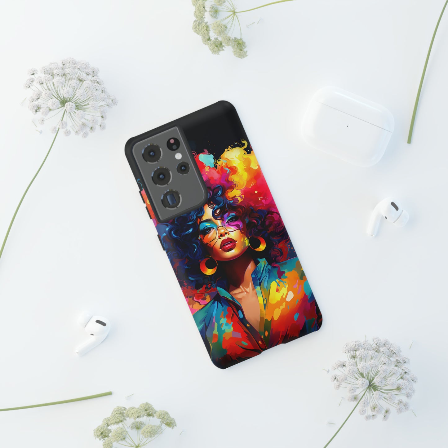 Rainbow Diva Phone Case, iPhone 15, Samsung Galaxy, Google Pixel, African American Phone Case, Black Girl Gift, Melanin Phone Case