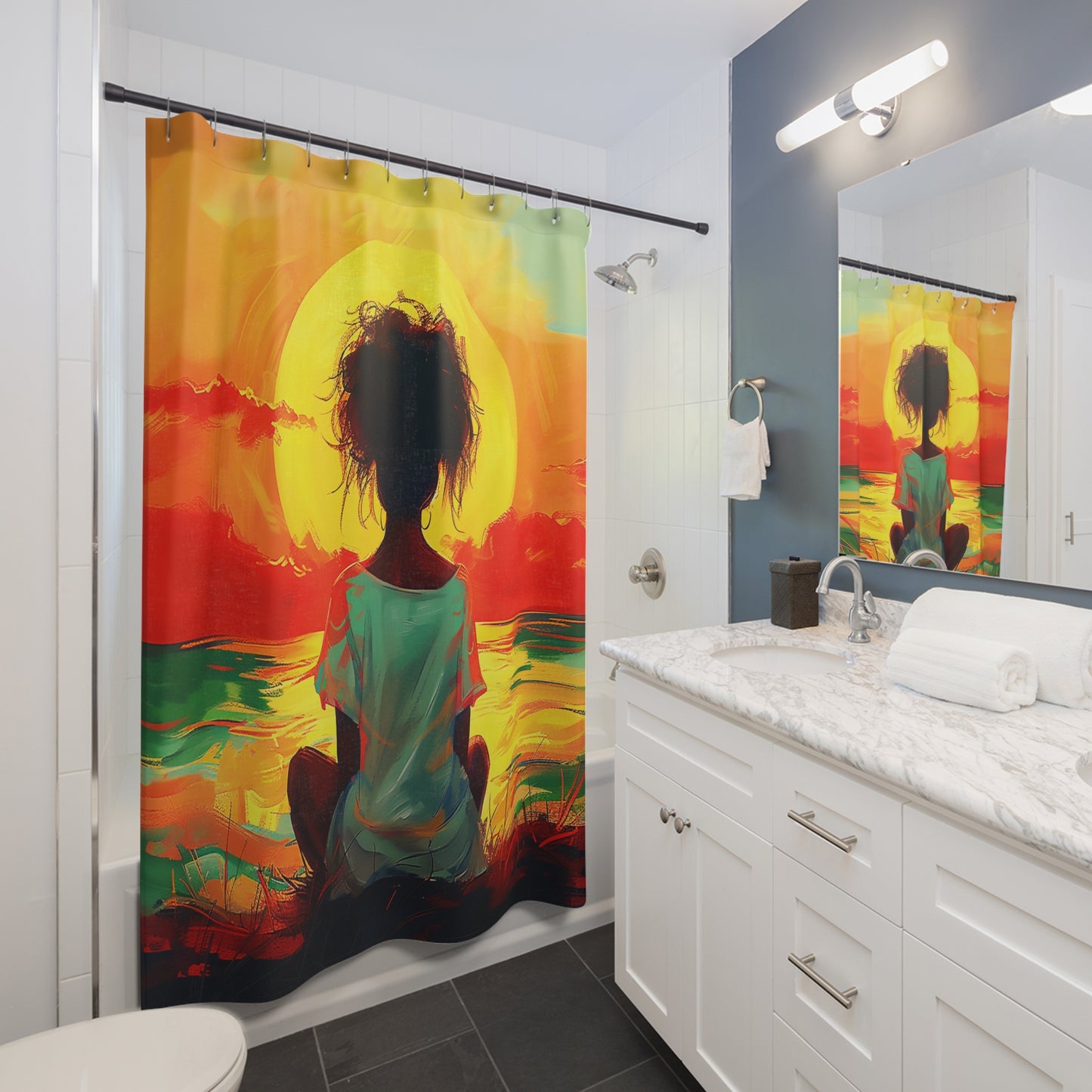 Sun Gazing African American Shower Curtain