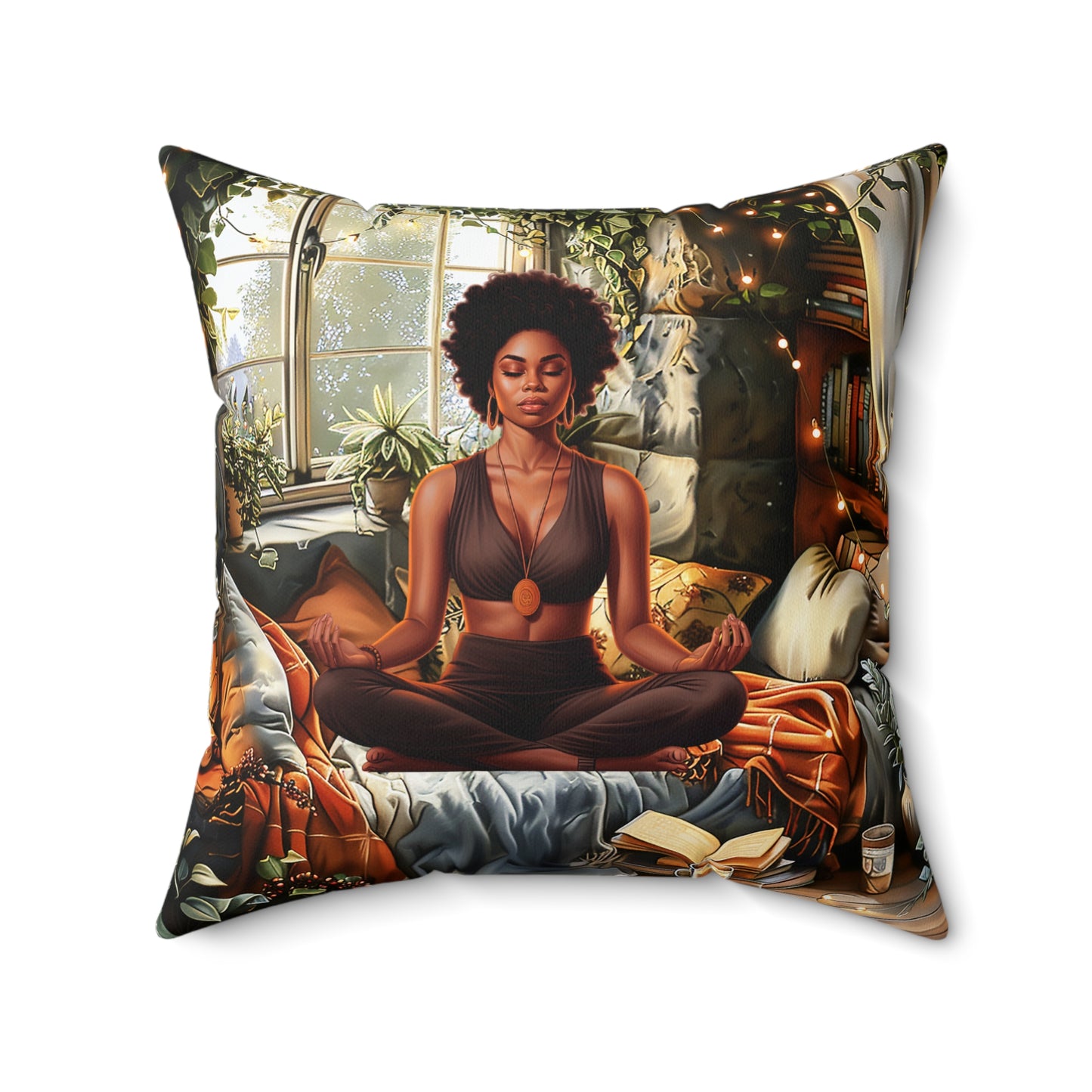 Let's Meditate African American Pillow