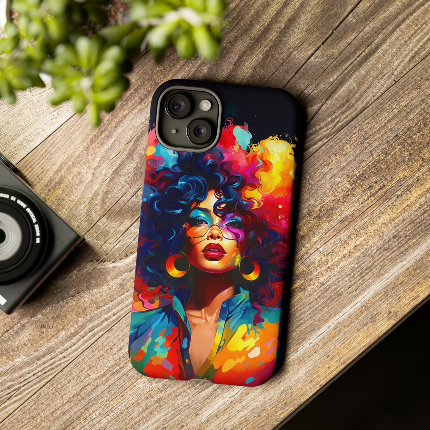 Rainbow Diva Phone Case, iPhone 15, Samsung Galaxy, Google Pixel, African American Phone Case, Black Girl Gift, Melanin Phone Case