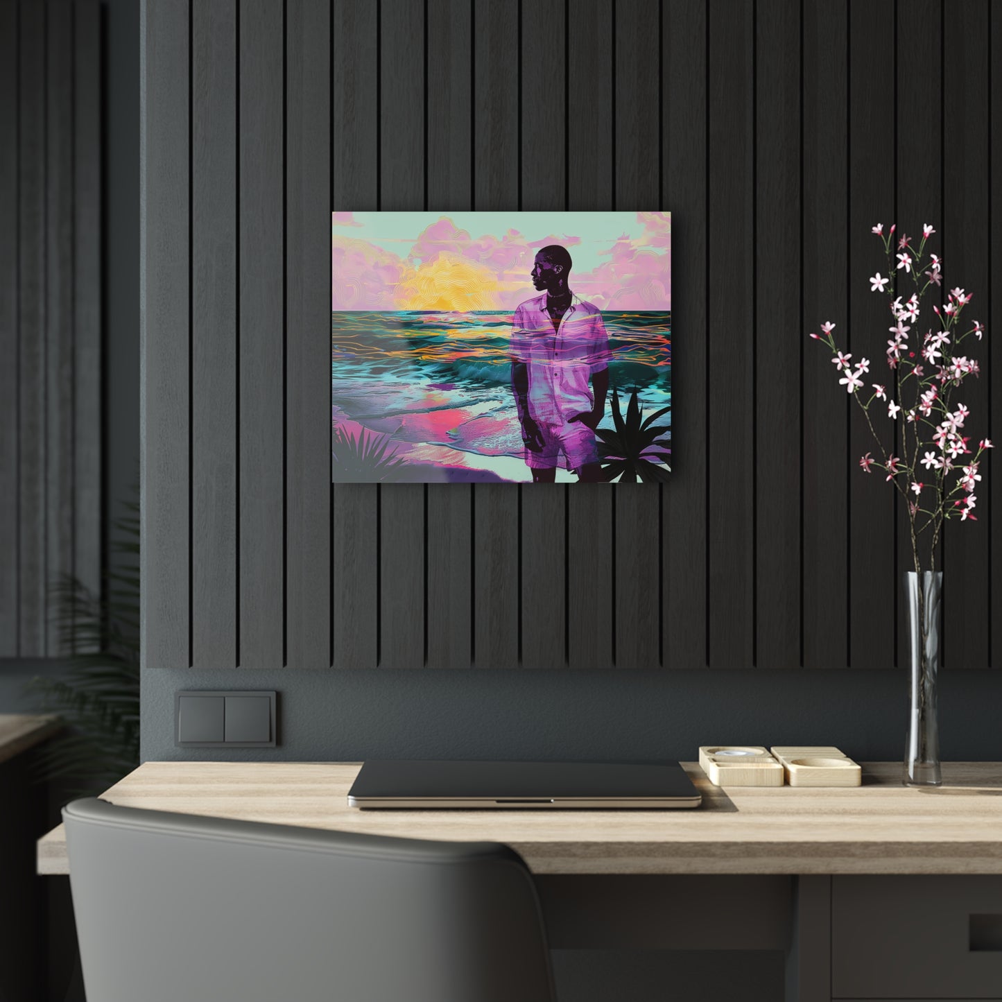 Out at Sea African American Glass Canvas Acrylic Prints Home Decor