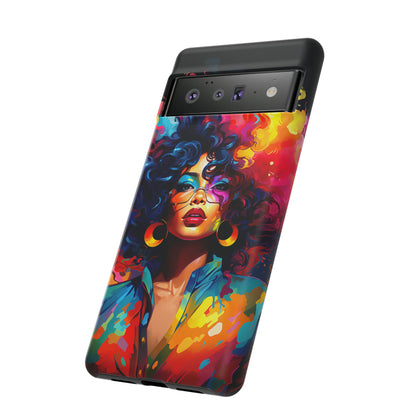 Rainbow Diva Phone Case, iPhone 15, Samsung Galaxy, Google Pixel, African American Phone Case, Black Girl Gift, Melanin Phone Case