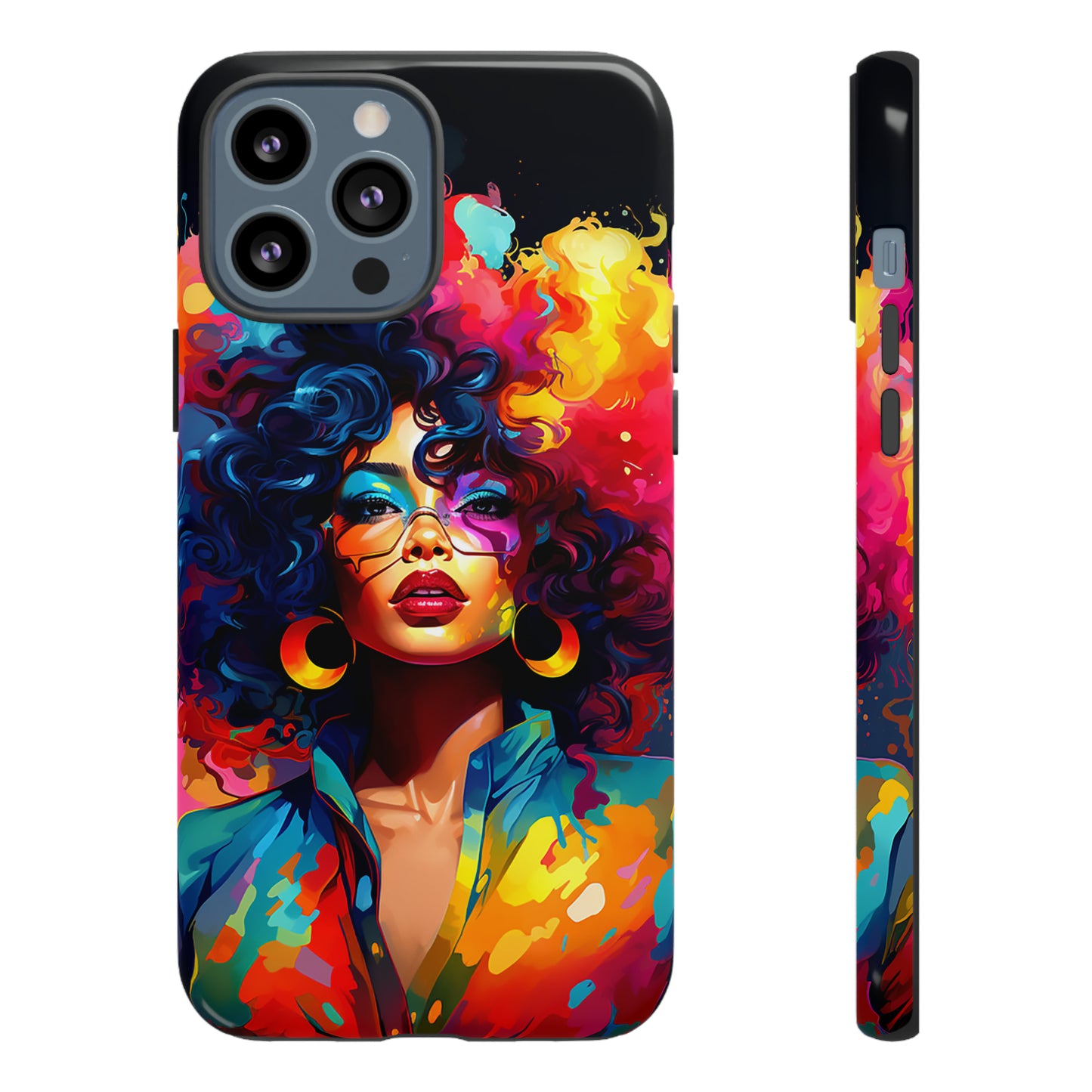 Rainbow Diva Phone Case, iPhone 15, Samsung Galaxy, Google Pixel, African American Phone Case, Black Girl Gift, Melanin Phone Case