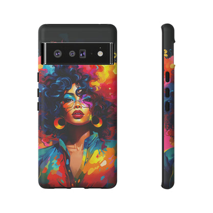 Rainbow Diva Phone Case, iPhone 15, Samsung Galaxy, Google Pixel, African American Phone Case, Black Girl Gift, Melanin Phone Case