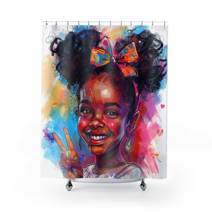 Peace Girl African American Shower Curtain