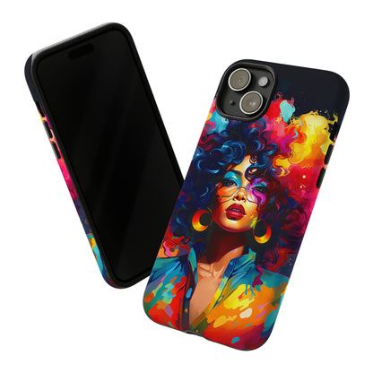 Rainbow Diva Phone Case, iPhone 15, Samsung Galaxy, Google Pixel, African American Phone Case, Black Girl Gift, Melanin Phone Case