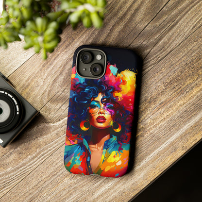 Rainbow Diva Phone Case, iPhone 15, Samsung Galaxy, Google Pixel, African American Phone Case, Black Girl Gift, Melanin Phone Case