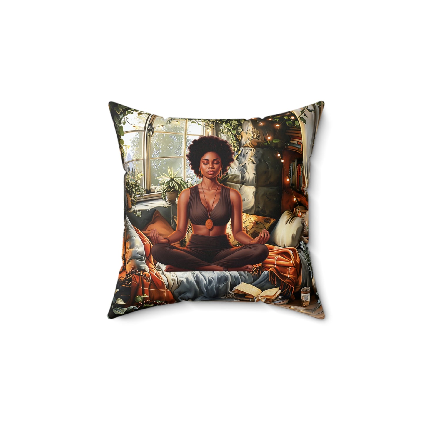 Let's Meditate African American Pillow