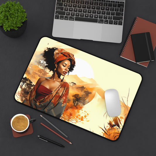 Peaceful Walk African American Desk Mat, Gaming Mouse Pad, Long Mouse Pad, Gift for Black Woman, Black Girl Mouse Pad