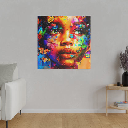 Butterfly Girl Abstract African American Canvas Art