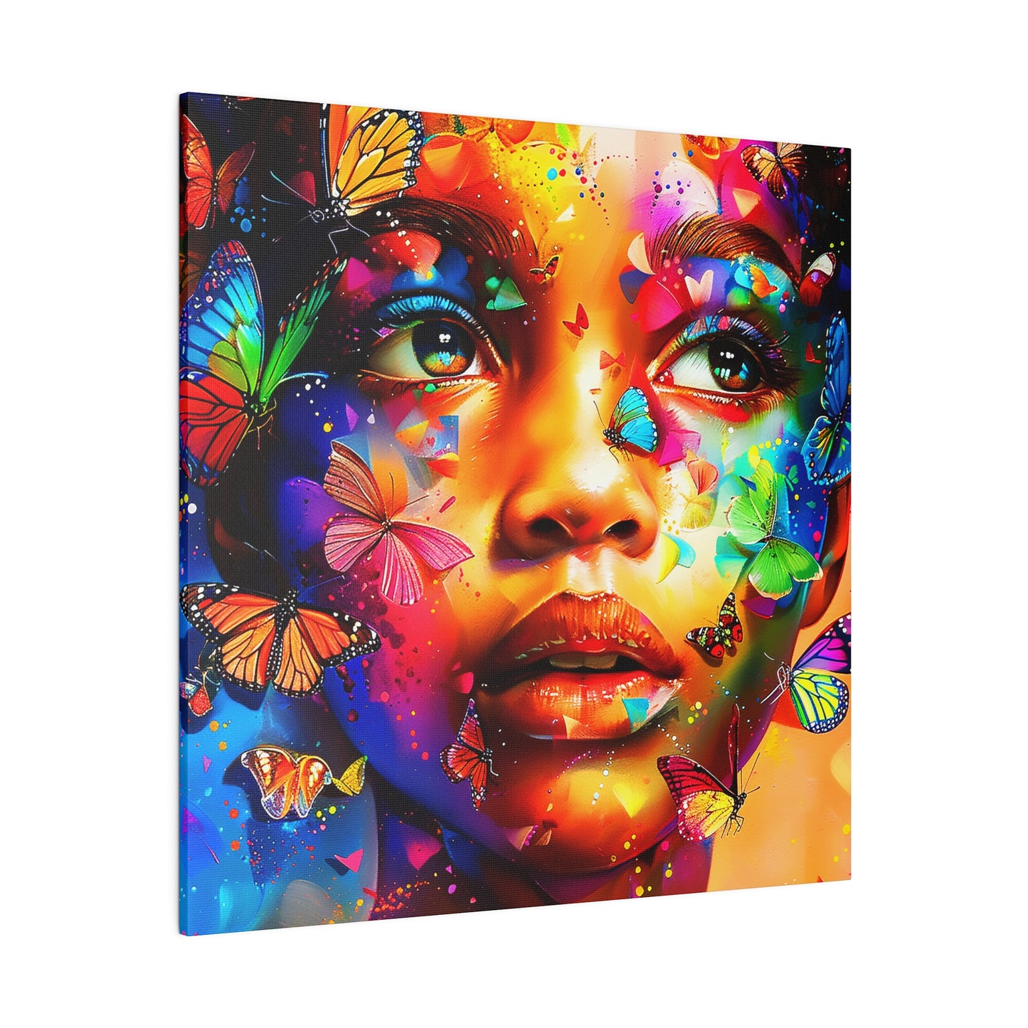 Butterfly Girl Abstract African American Canvas Art