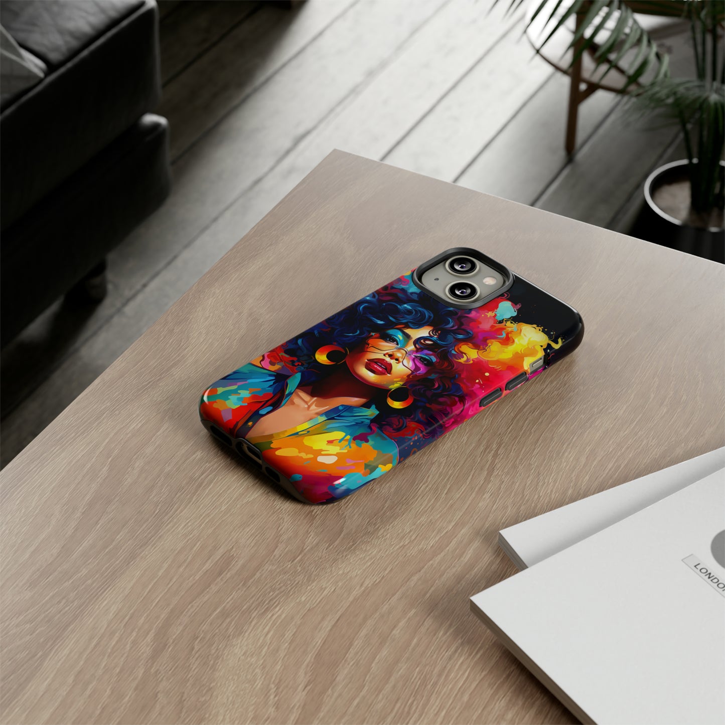 Rainbow Diva Phone Case, iPhone 15, Samsung Galaxy, Google Pixel, African American Phone Case, Black Girl Gift, Melanin Phone Case