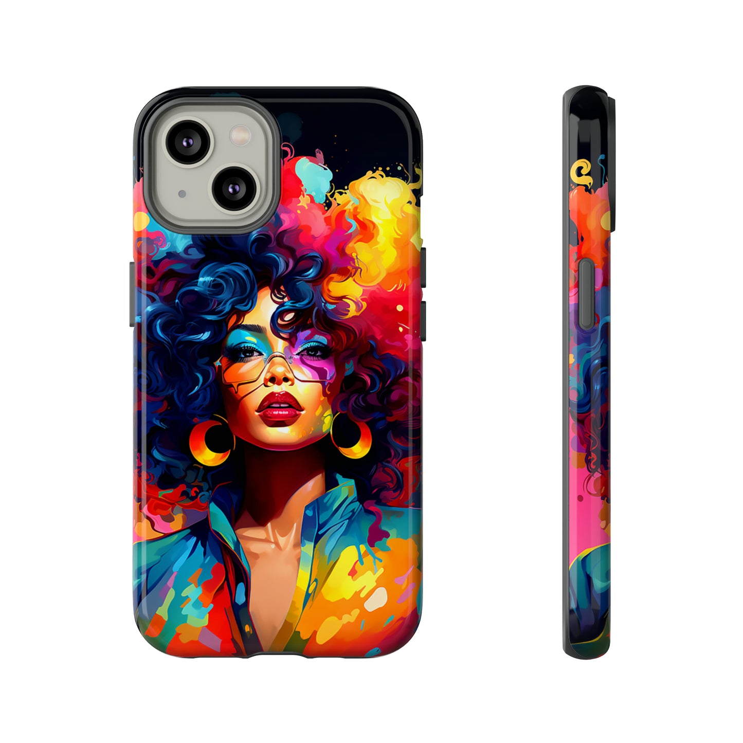 Rainbow Diva Phone Case, iPhone 15, Samsung Galaxy, Google Pixel, African American Phone Case, Black Girl Gift, Melanin Phone Case