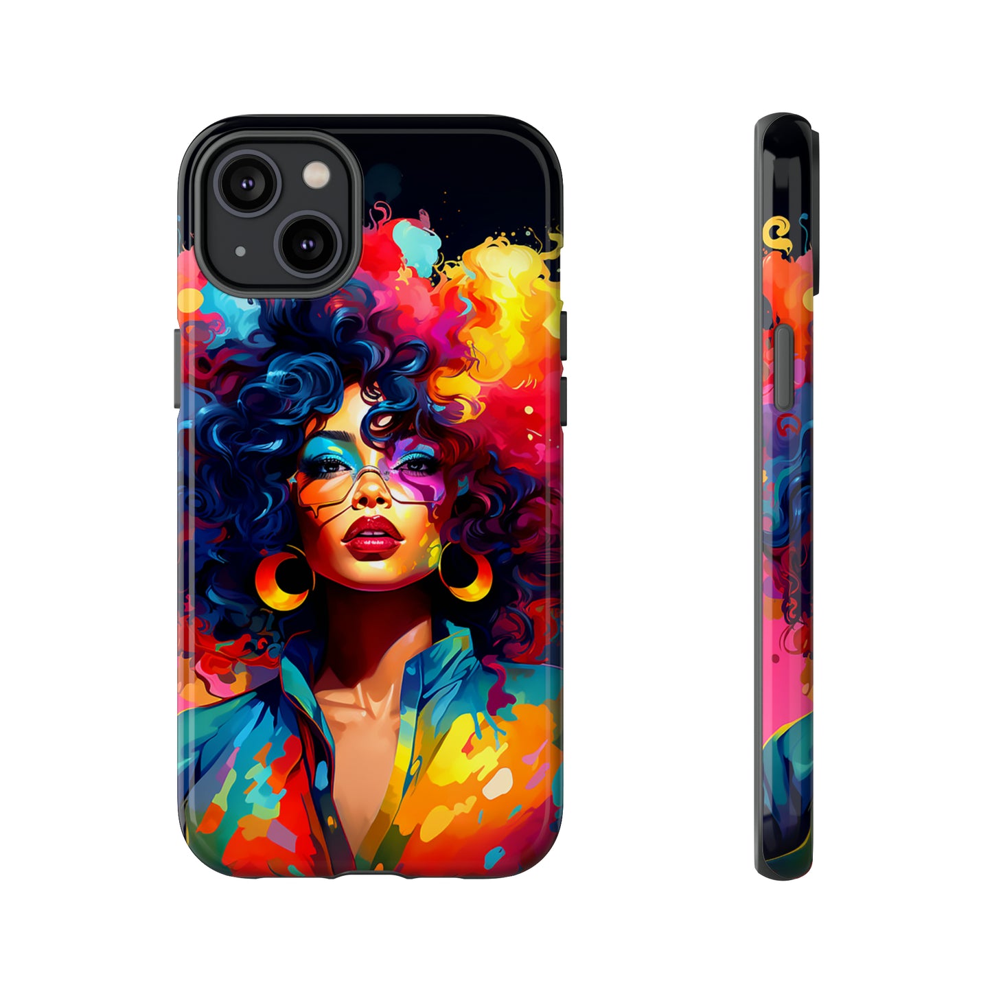 Rainbow Diva Phone Case, iPhone 15, Samsung Galaxy, Google Pixel, African American Phone Case, Black Girl Gift, Melanin Phone Case