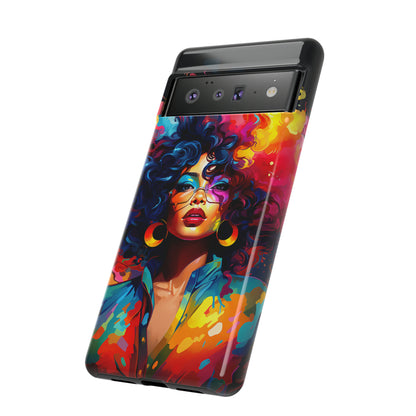 Rainbow Diva Phone Case, iPhone 15, Samsung Galaxy, Google Pixel, African American Phone Case, Black Girl Gift, Melanin Phone Case