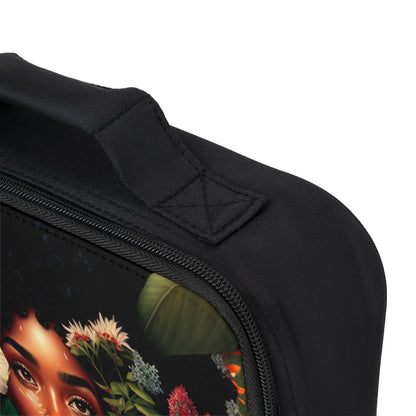 Brown Girl Flower African American Lunch Bag