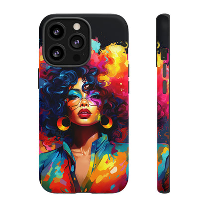 Rainbow Diva Phone Case, iPhone 15, Samsung Galaxy, Google Pixel, African American Phone Case, Black Girl Gift, Melanin Phone Case