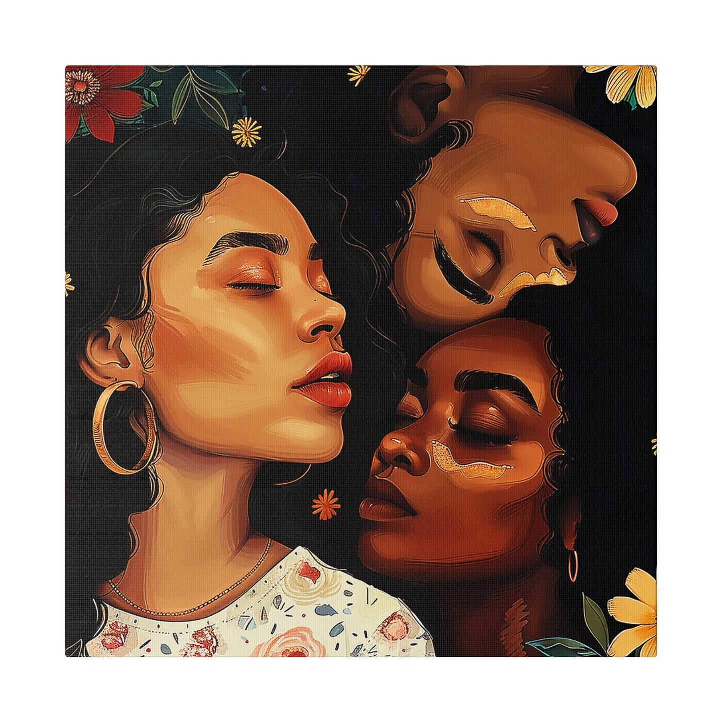 Melanin Chic Women Abstract African American Canvas Art