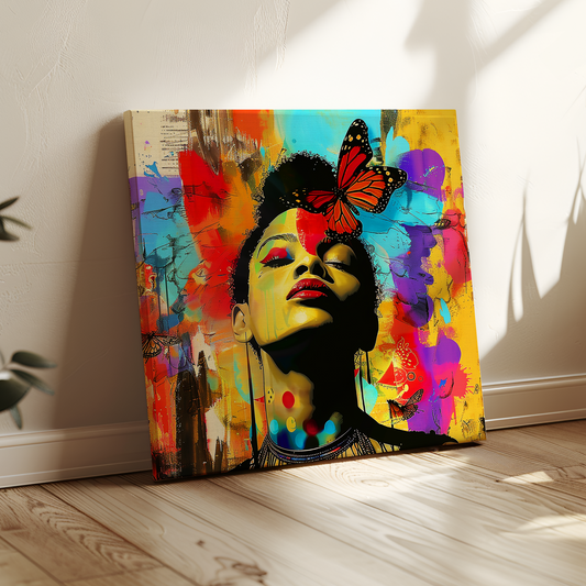 Butterfly Beauty African American Canvas Art