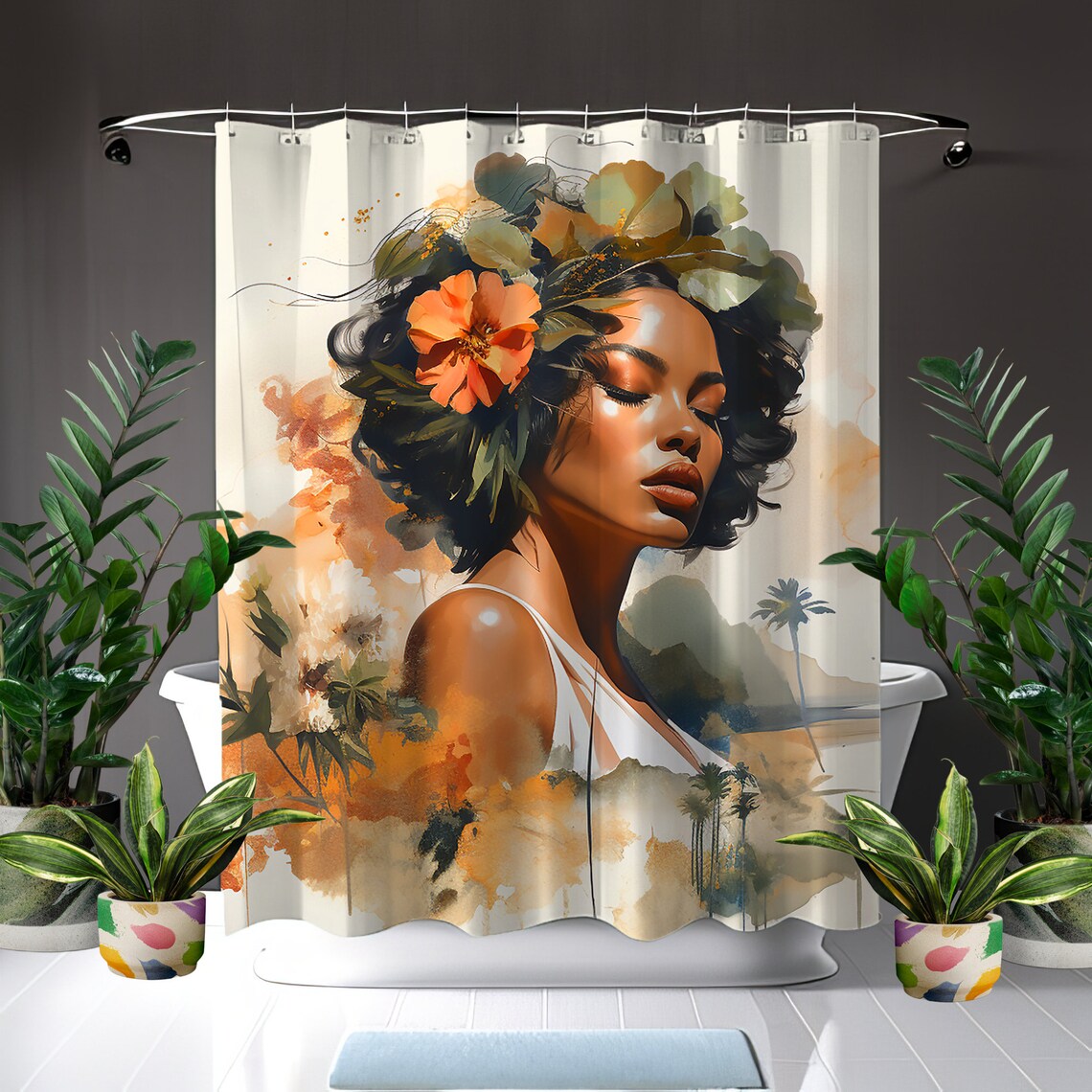 Botanical Beauty African American Shower Curtain