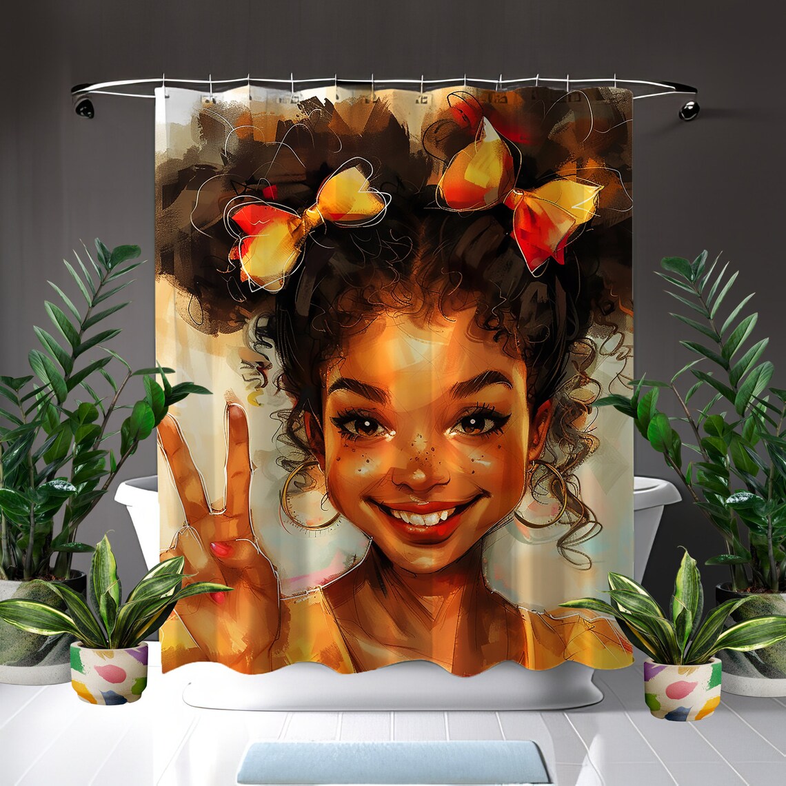 Peace Girl African American Shower Curtain