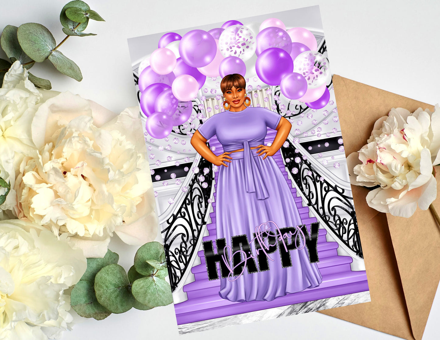 Happy Birthday, Black Greeting Cards, African American Greeting Cards, Birthday Cards for Black Women, Melanin Greeting Cards