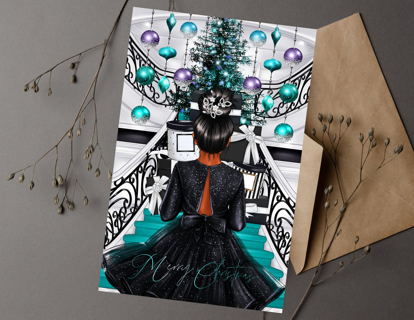 Black Woman Christmas Cards: Melanin Holiday Greeting Cards
