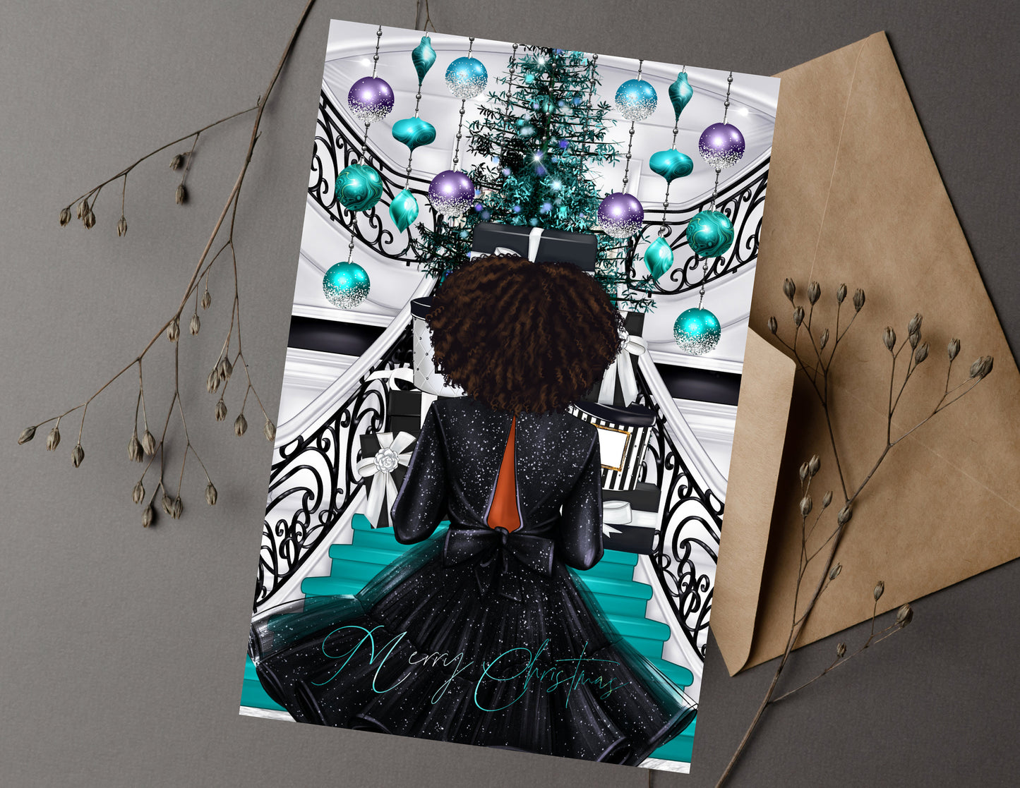 Black Woman Christmas Cards: Melanin Holiday Greeting Cards
