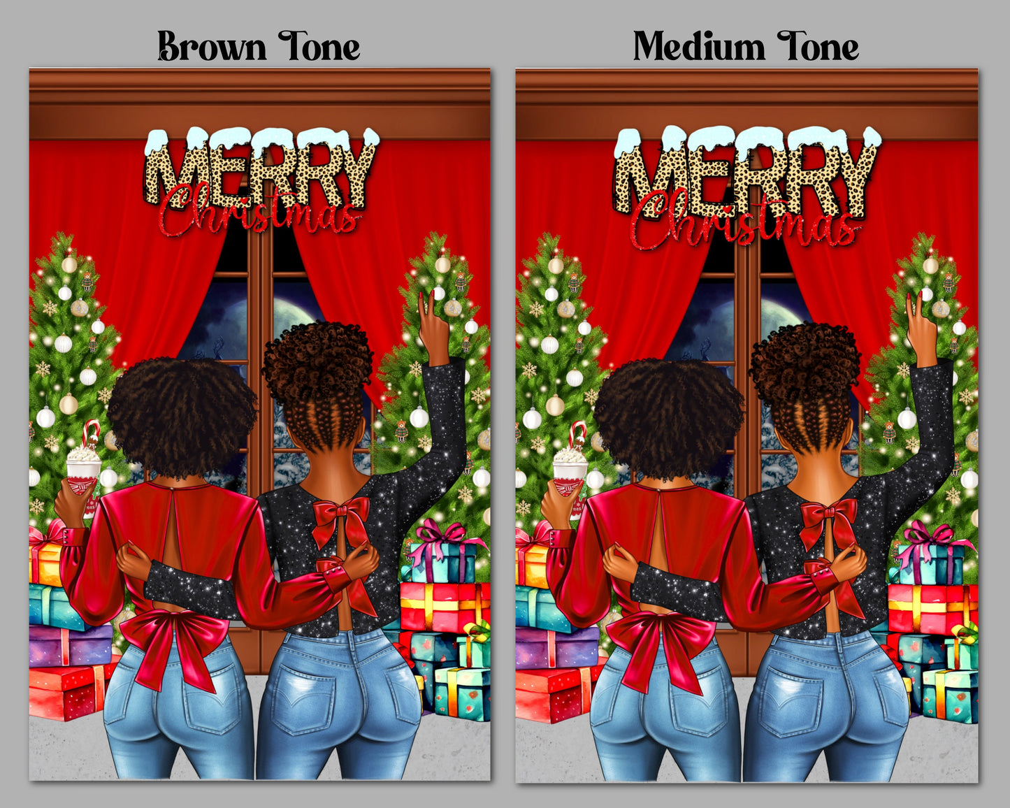 Black Women Christmas Greeting Cards: Melanin Holiday Style