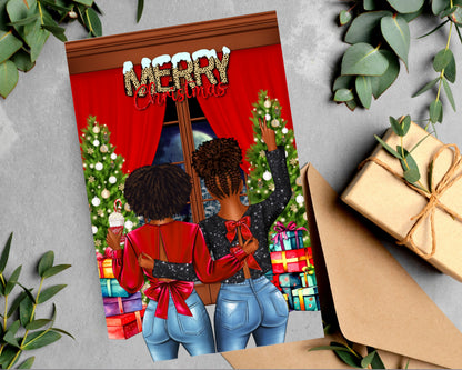 Black Women Christmas Greeting Cards: Melanin Holiday Style
