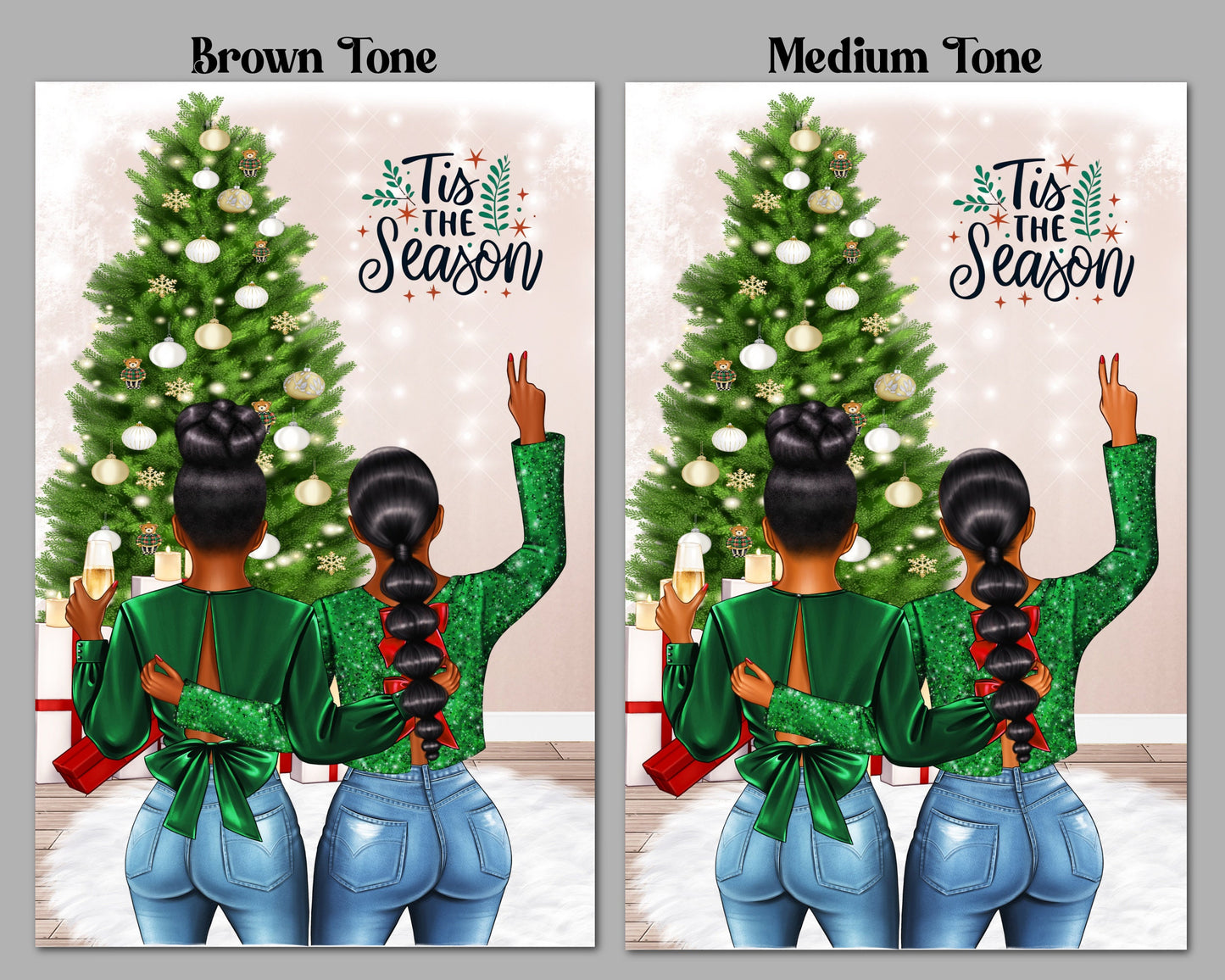 Melanin Christmas Greeting Cards: Black Women Holiday Style