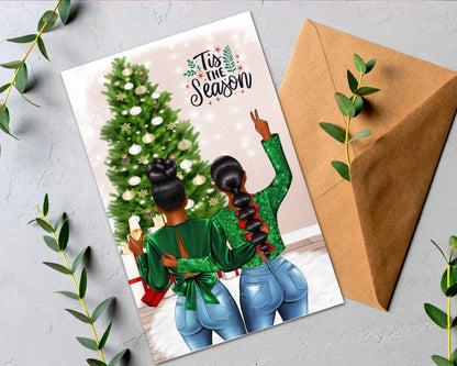 Melanin Christmas Greeting Cards: Black Women Holiday Style