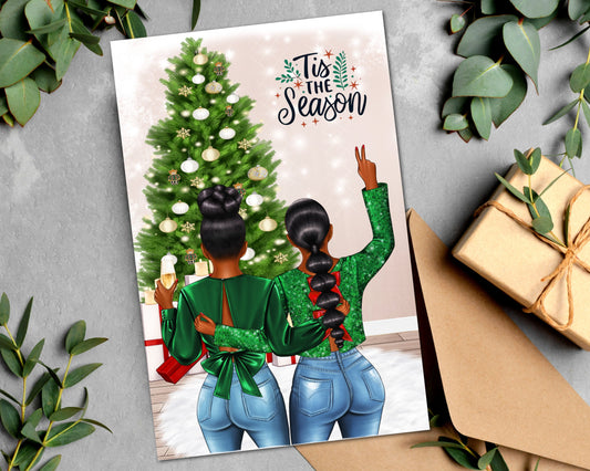 Melanin Christmas Greeting Cards: Black Women Holiday Style