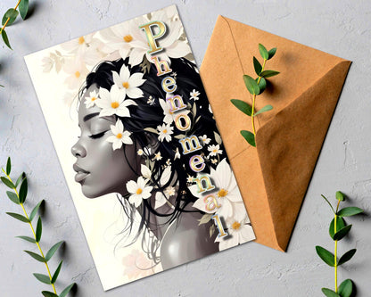 Phenomenal Woman Greeting Card: Black Women Art, All Occasion