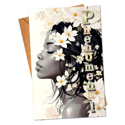 Phenomenal Woman Greeting Card: Black Women Art, All Occasion
