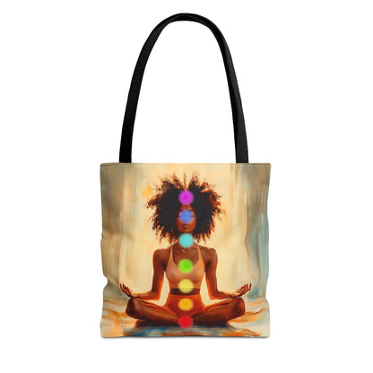 Afrocentric Chakra Tote Bag: African American Woman Yoga Design