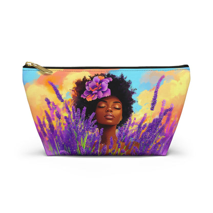 Natural Hair Accessory Pouch: Lavender Flowers Cosmetic Bag