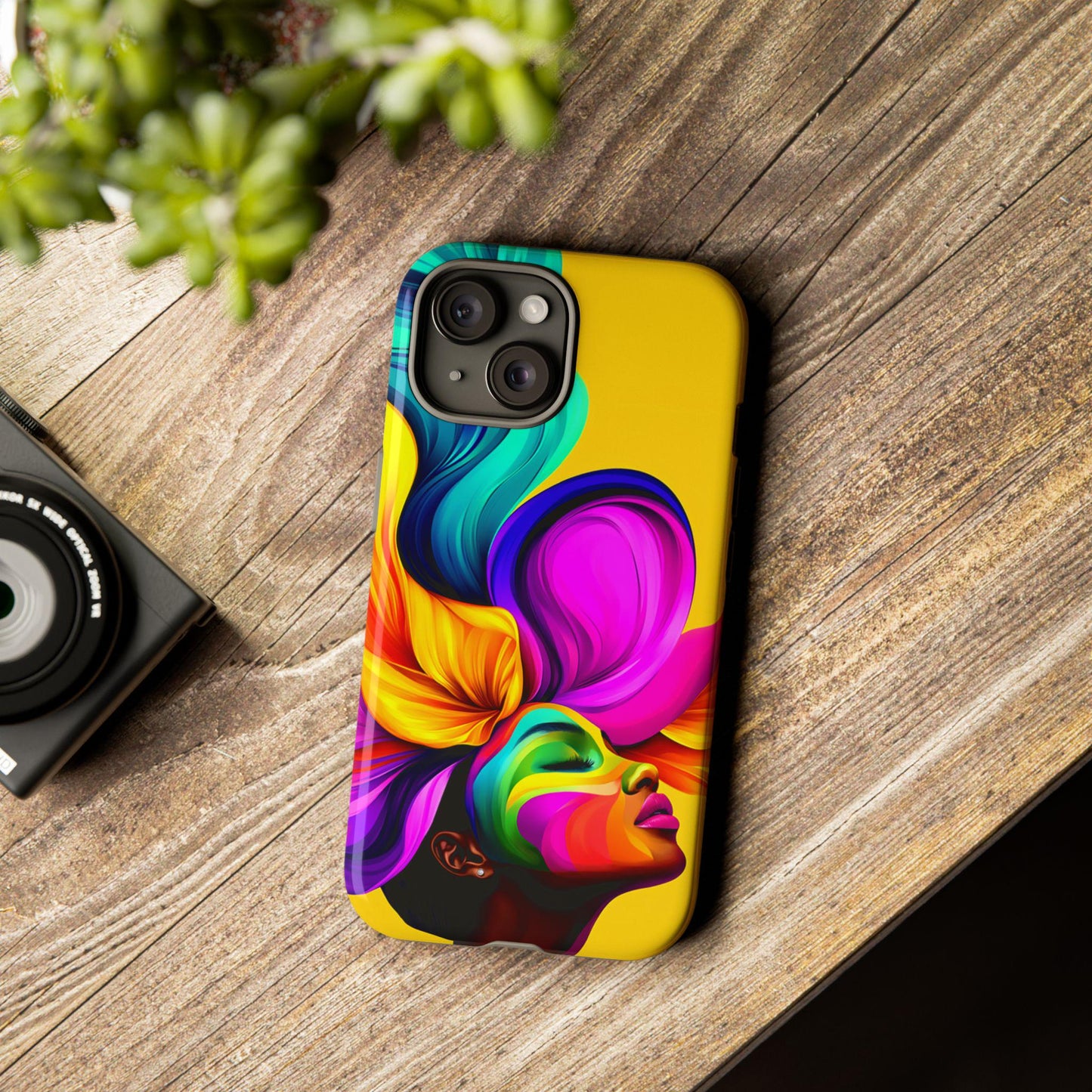 Colorful Flower Hair African American Woman Phone Case