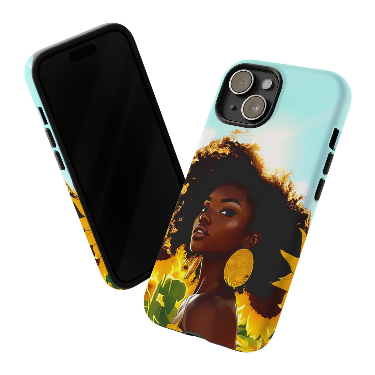 Black Woman Sunflower Phone Case: Afrocentric Protective Cover