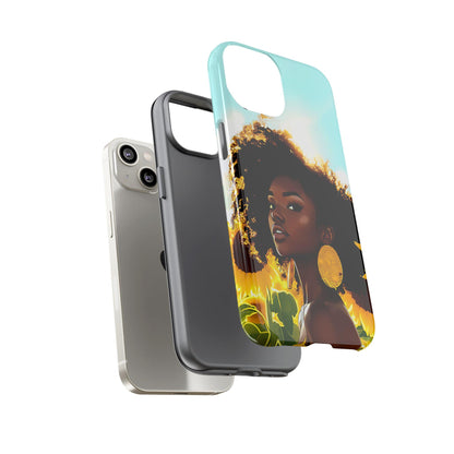Black Woman Sunflower Phone Case: Afrocentric Protective Cover