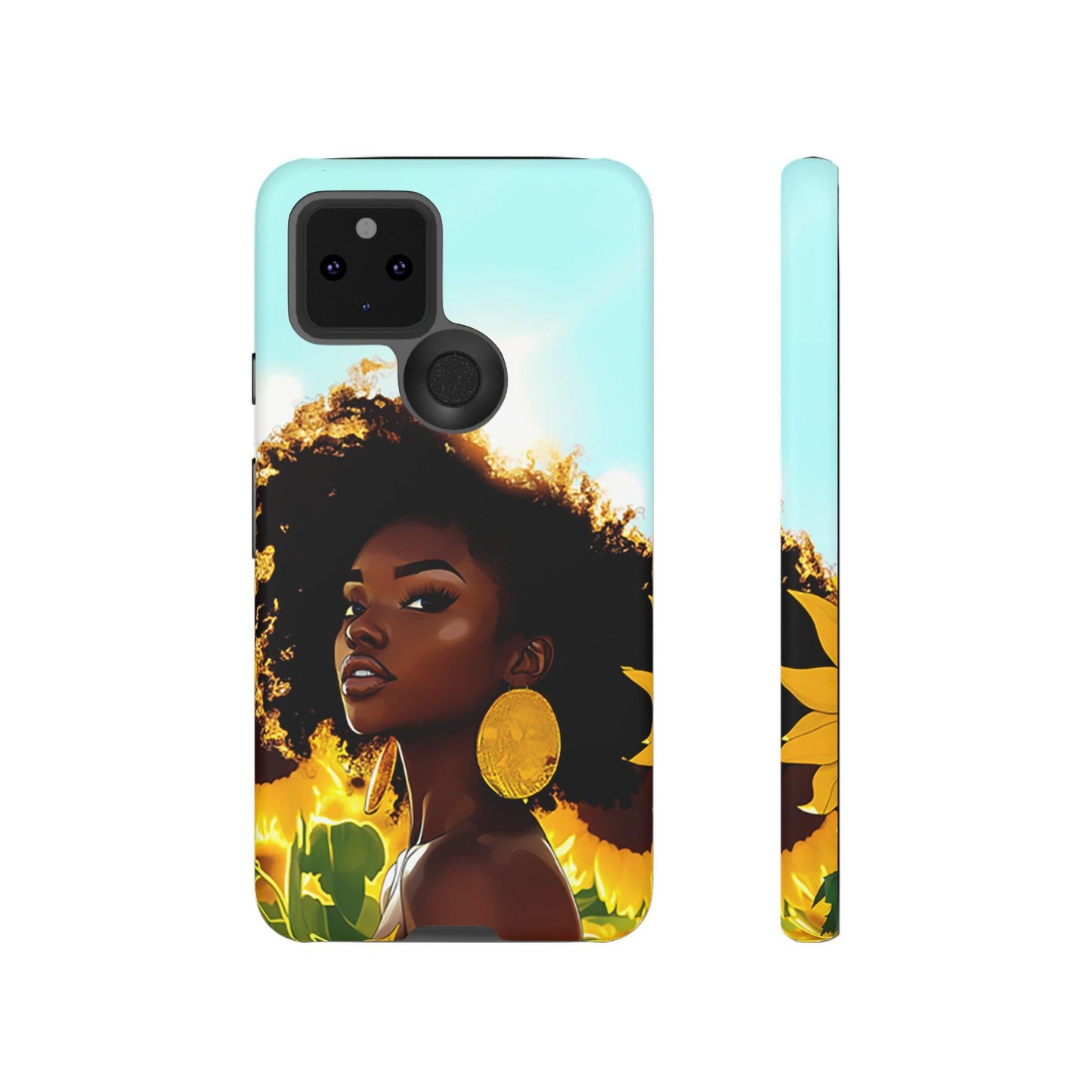 Black Woman Sunflower Phone Case: Afrocentric Protective Cover
