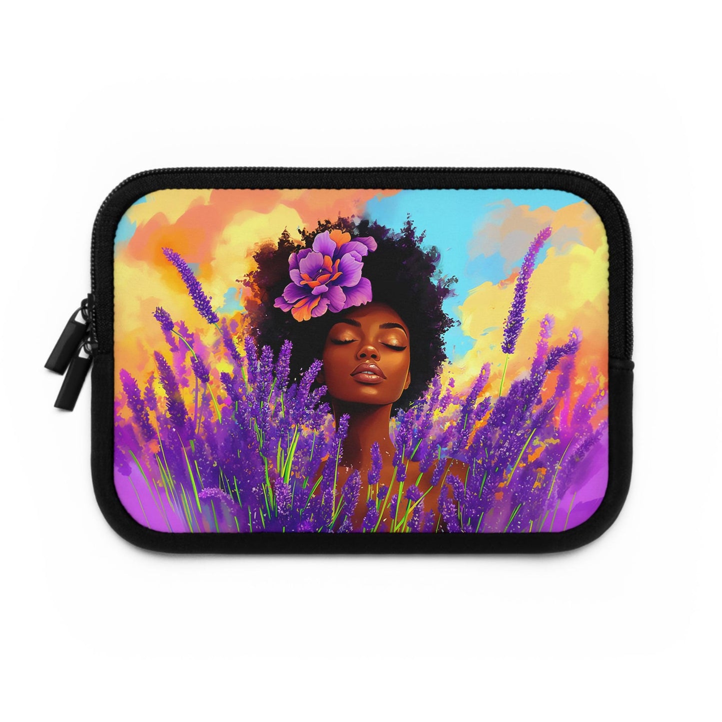 Lavender Flowers African American Laptop Sleeve: Protective Computer Bag