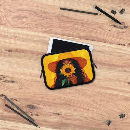 Black Woman Sunflower Laptop Sleeve: African American Tech Accessory