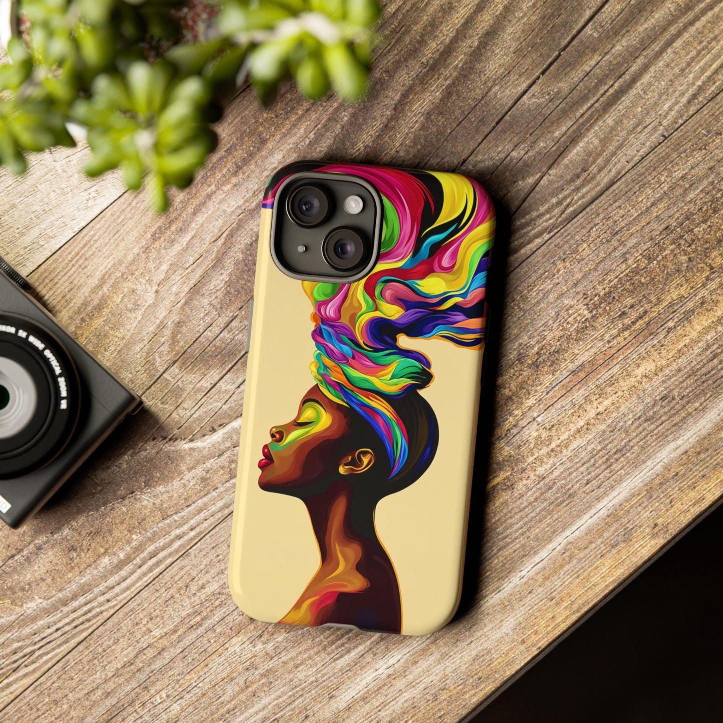 Colorful Headwrap Woman iPhone Case: African American Art, Protective Cover