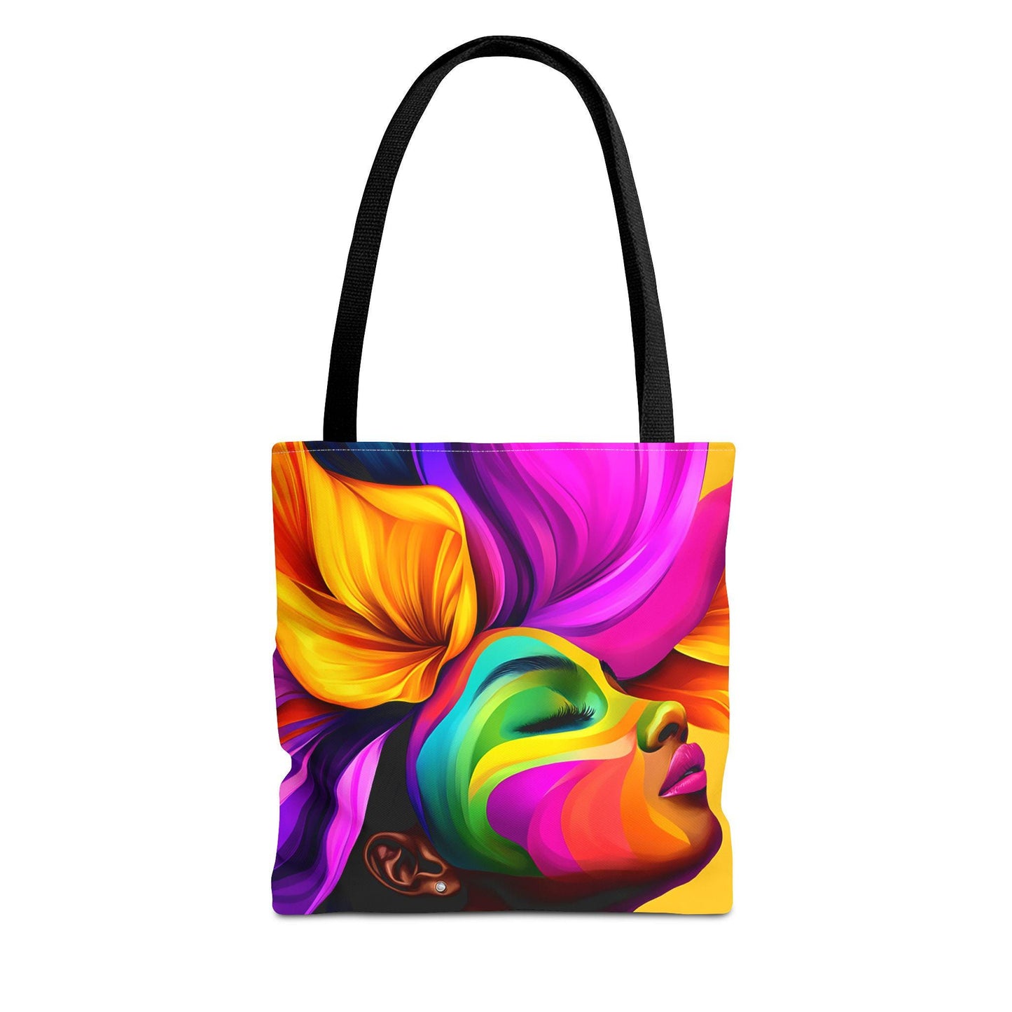 Black Girl Colorful Floral Hair Tote Bag: Afrocentric Design