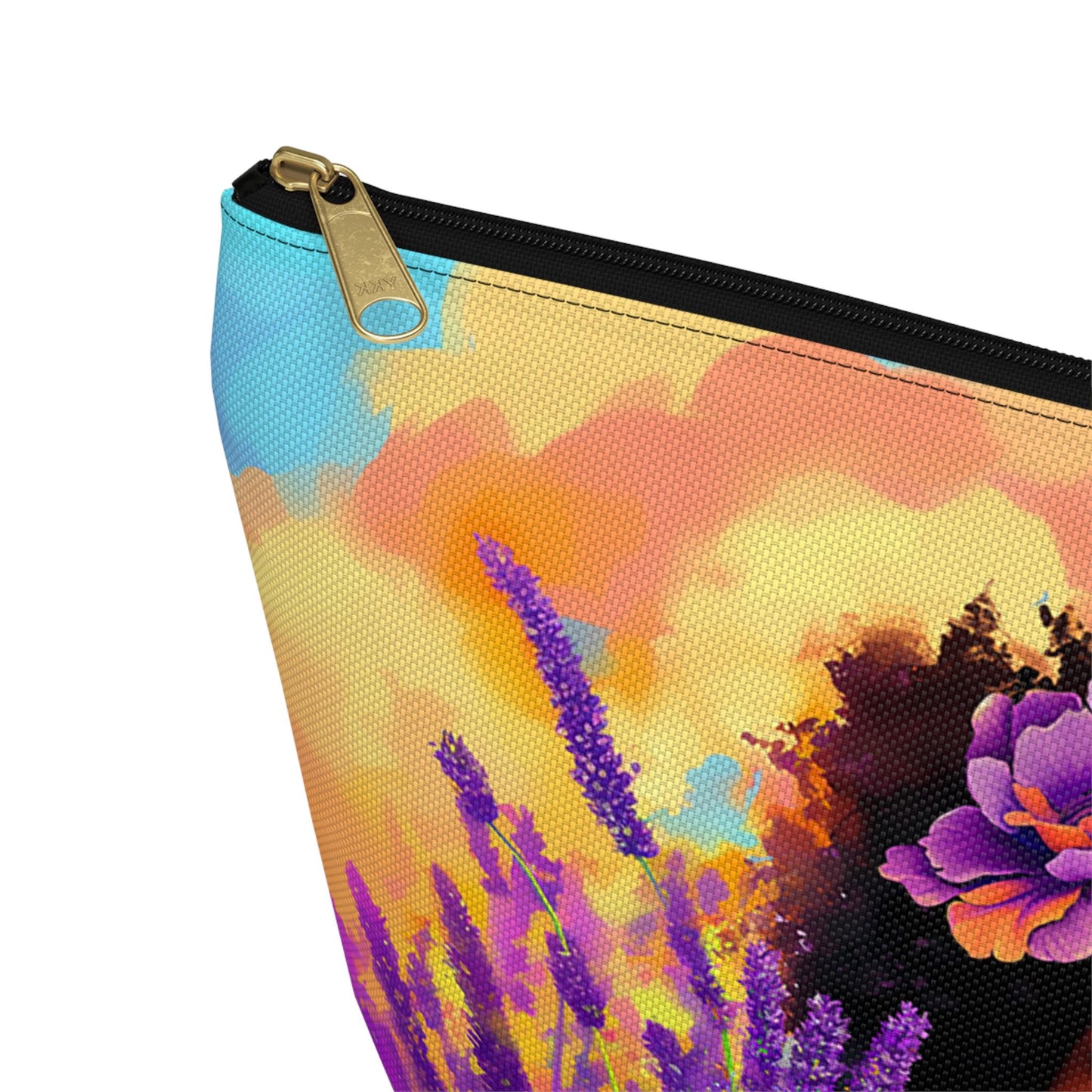 Natural Hair Accessory Pouch: Lavender Flowers Cosmetic Bag