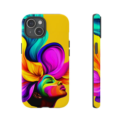 Colorful Flower Hair African American Woman Phone Case