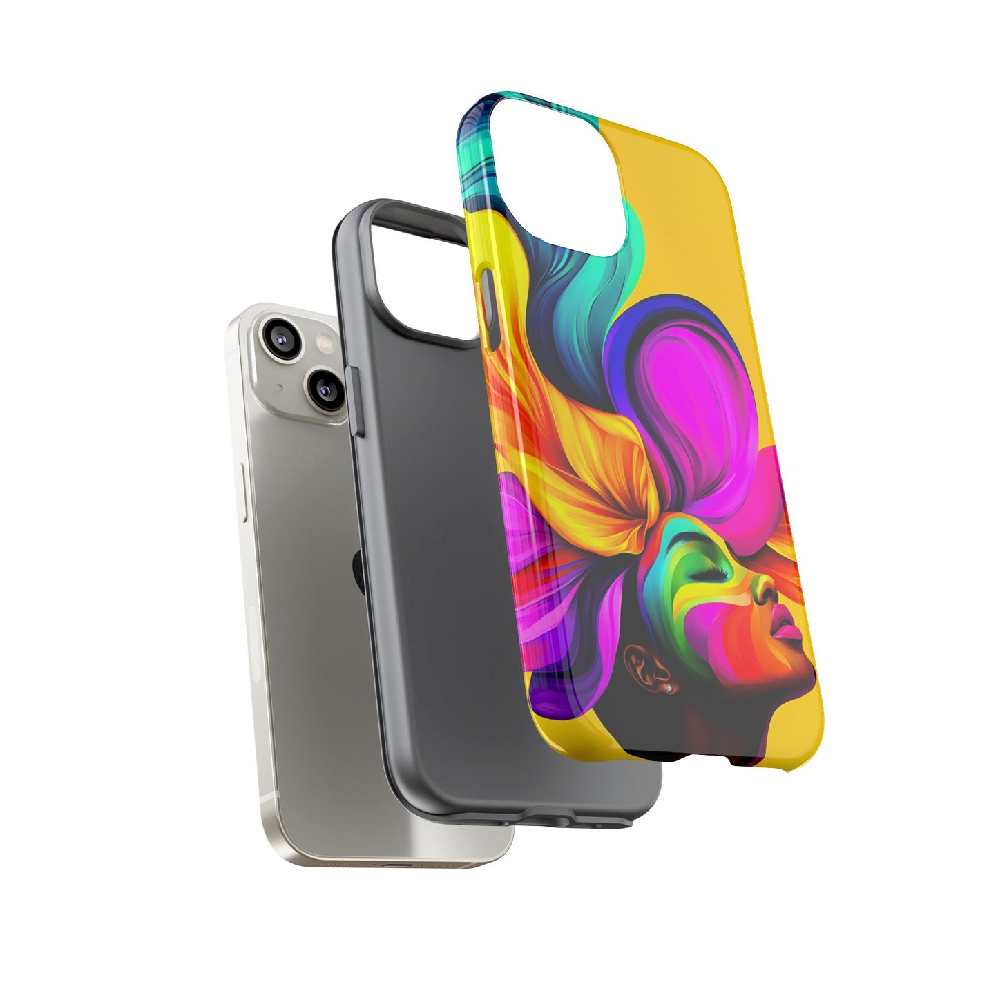 Colorful Flower Hair African American Woman Phone Case